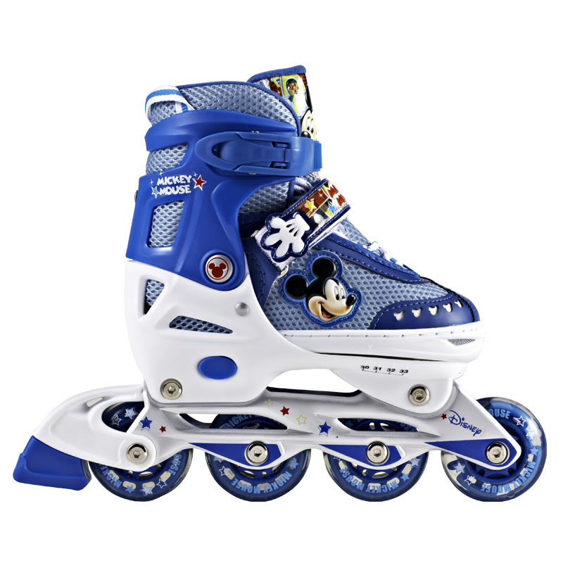 迪士尼授权商品 米奇卡通轮滑鞋套装单闪儿童PU轮旱冰鞋