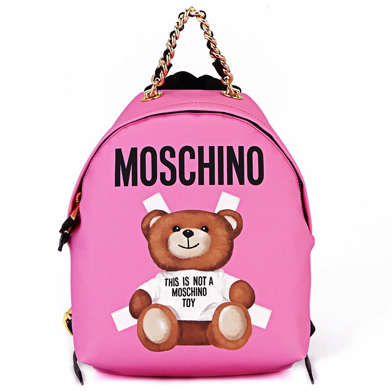 moschino 莫斯奇诺 女士粉色人造革小熊图案双肩包 2a
