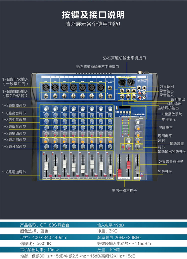 纽曼(newmine)be-126 专业舞台ktv音响套装 会议户外演出婚庆调音台