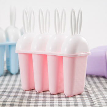 杰凯诺 兔子diy冰棍 冰棒雪糕模具 冰淇淋4支装  粉色