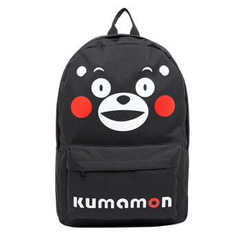 酷MA萌（KUMAMON）熊本熊背包男女双肩包休闲运动旅行商务包 开口笑款黑色